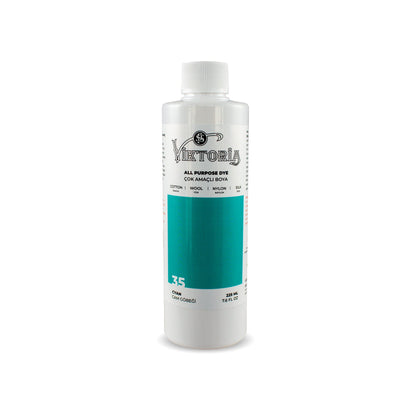 Viktoria all-purpose aquamarine. blue fabric dye bottle for cotton, wool, silk, linen, viscose, bamboo, and nylon, 225ml